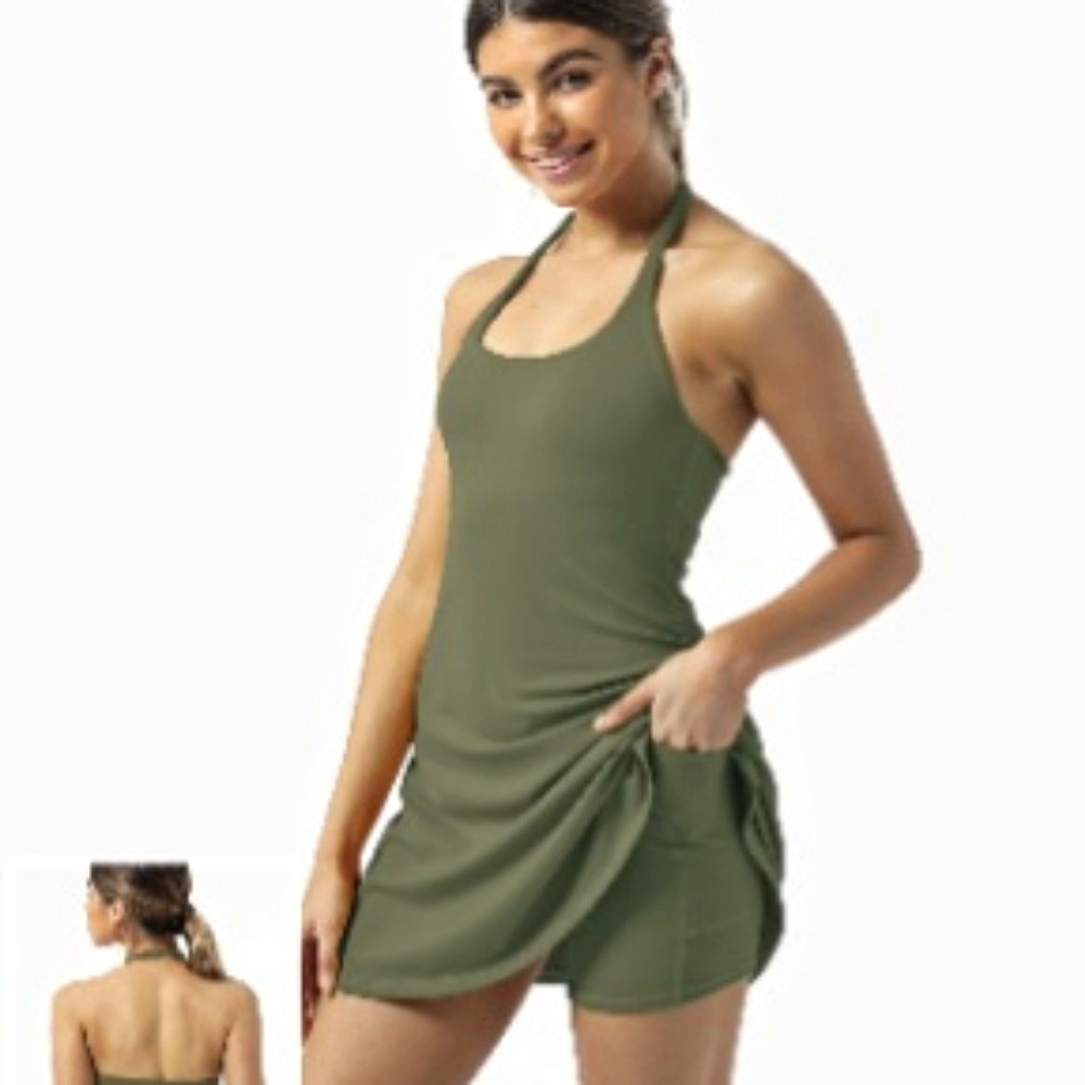 Halara In My Feels Halter dress Moss Green